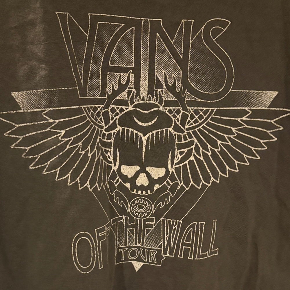 Vans Gray Graphic Cropped Tee with Skull and Wings